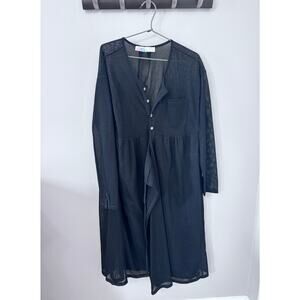 FP Beach (Free People) -  black woven mesh beach cover, tie back, size small